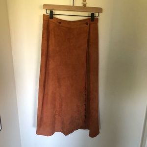 Suede Midi Vintage Skirt